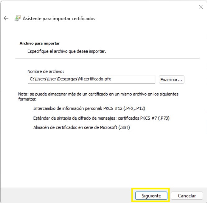 3. Vuelva a hacer clic sobre el botón "Siguiente".