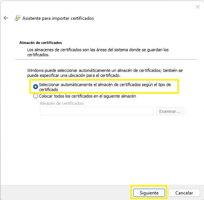 5. En esta pantalla, mantenga la selección sugerida y presione el botón "Siguiente".