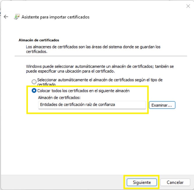 9. Compruebe que en su ventana tenga esta configuración aplicada y haga clic en el botón "Siguiente".