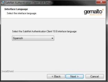 Selección de idioma del asistente de instalación